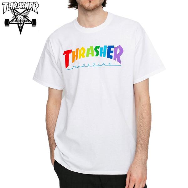 スラッシャー THRASHER Tシャツ USAモデル RAINBOW TEE ホワイト NO129