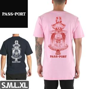 PASS~PORT パスポート スケボー スケートボード Tシャツ FOUNTAINS FOR LIFE ピンク/ネイビー NO1｜sk8-sunabe