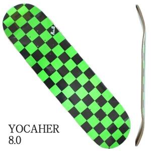 YOCAHER BLANK DECK CHECKER NEON GREEN 8.0 DECK SK8...