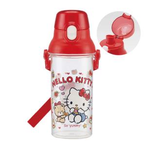 スケーター 水筒 キッズ ワンタッチ プラスチック 直飲み クリア ボトル 480ml 約500ml PSB5TR 透明 キティ クッキー ハローキティ 女の子 女子