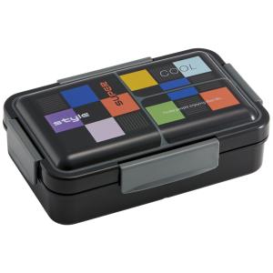 弁当箱 １段 パッキン一体型 容量 850ml ドーム型 抗菌 パッキンレス ４点ロック PALT9AG スケーター キューブ 四角 スクエア 黒 男性 男子 メンズ