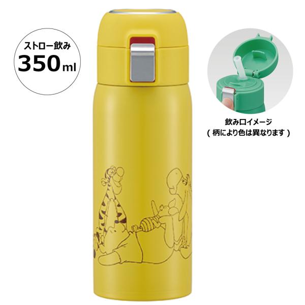 水筒 ワンタッチ ストロー ボトル 350ml ステンレス 保冷 大人 子供 かわいい スケーター ...