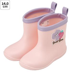 ワッペン 付き レインブーツ 長靴 キッズ 子供 14cm おしゃれ かわいい スケーター skater RIBTW14 Sweet Bear クマ くま ピンク いちご｜skater-koshiki