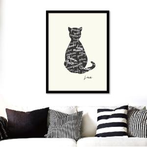【フレーム付き】 アートポスター 黒 猫 ネコ 北欧 デザイン A2 A3 A4 期間限定価格