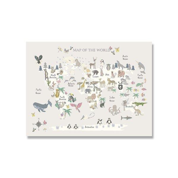 アートポスター アートフレーム 動物世界地図ホワイトグレー デザインNO-1 A4 A3 A2【追加...