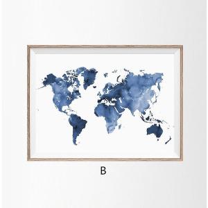 アートポスター アートフレーム おしゃれ 絵画 世界地図 シリーズ デザインNO-b A4 A3 A2【追加注文なしで、直ぐ飾れる額付】