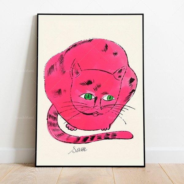 アートポスター アートフレーム おしゃれ 壁 アンディウォーホル ピンク 猫 デザインNO-B【追加...