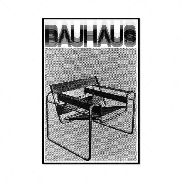 おしゃれ 額付 アートポスター絵画 壁 バウハウス ポスター 椅子 黒 デザインNO-A【追加注文な...