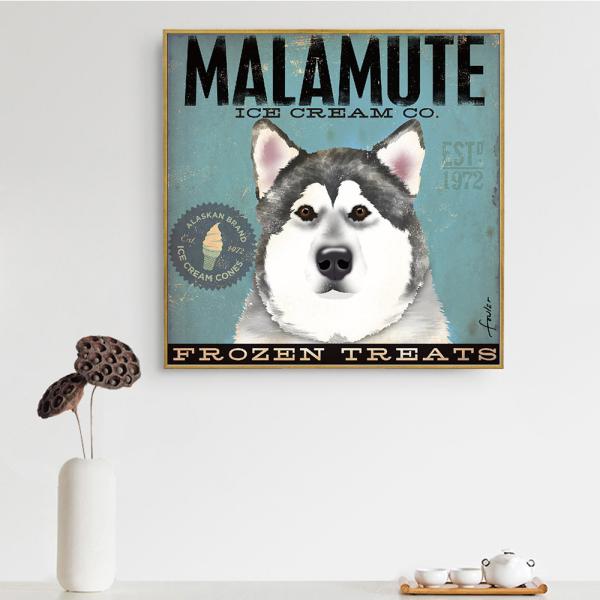 額付 アートポスター アートフレーム おしゃれ 絵画 壁 犬 マラミュート デザインNO-J【追加注...