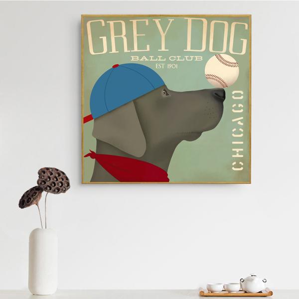 額付 アートポスター アートフレーム おしゃれ 絵画 壁 犬 グレー デザインNO-O【追加注文なし...