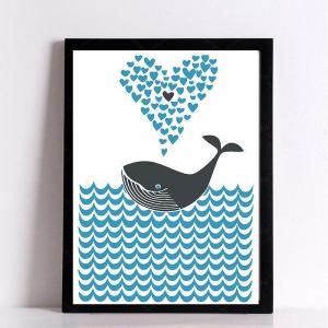 額付 アートポスター アートフレーム 動物イラストクジラ デザインNO-A