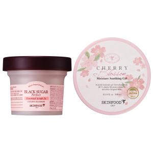 SKINFOOD ブラックシュガー パーフェクト エッセンシャルスクラブ 2X チェリーブロッサム&amp;ジェルセット