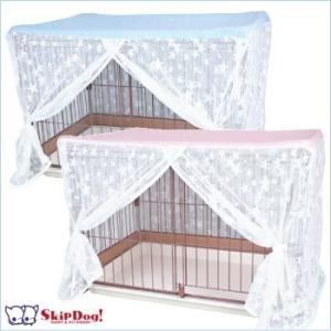 サークルカバー 防蚊 星柄レース (小型犬 チワワ ゲージ