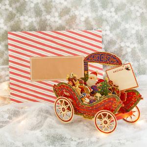 ３D　立体 クリスマス  カード 【馬車に乗ったサンタさん達】 POP UP Xmas ギフト カード クリスマスグリーティングカード 封筒付き ポップアップ｜インテリア雑貨 skip