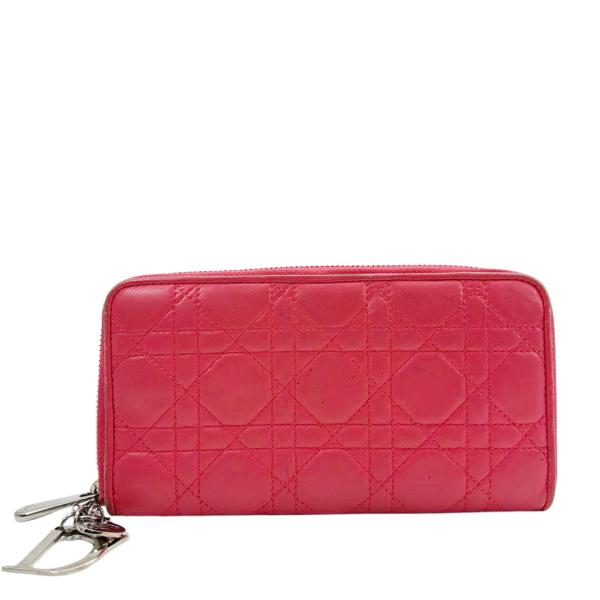 Christian Dior クリスチャンディオール ラウンドファスナー長財布 カナージュ レディデ...