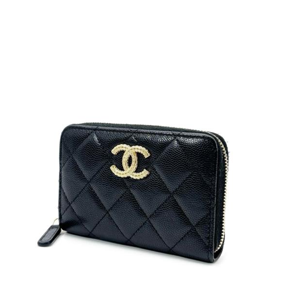 CHANEL シャネル ココマーク マトラッセ クラシック ジップ コインパース 小銭入れ キャビア...