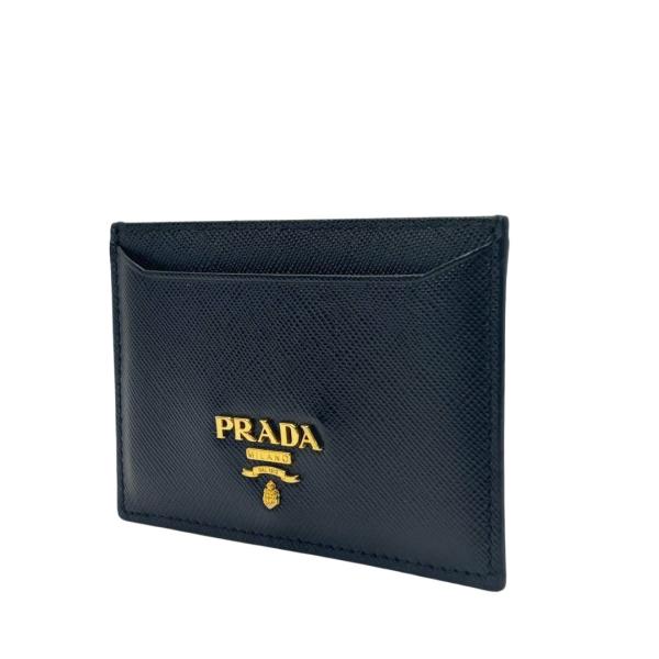PRADA プラダ カードケース パスケース サフィアーノレザー ブラック/ゴールド金具 1M020...