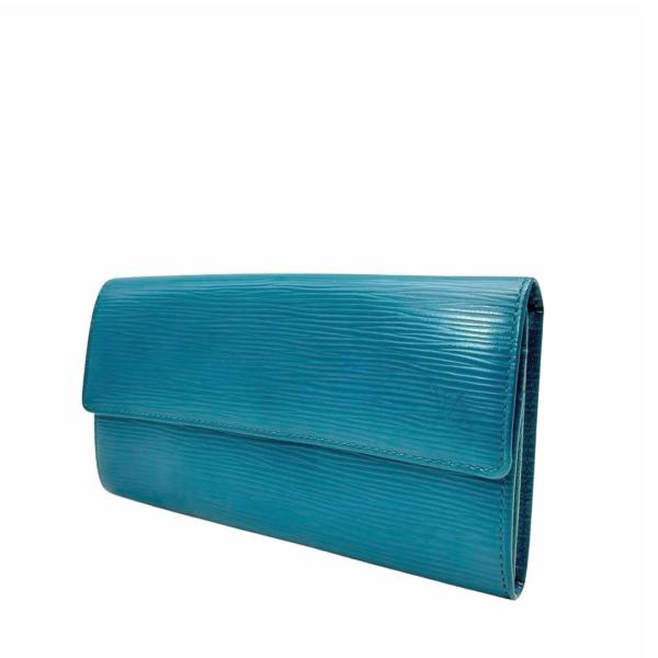 LOUIS VUITTON ルイヴィトン 二つ折り長財布 旧型ポルトフォイユ・サラ エピ シアン M...
