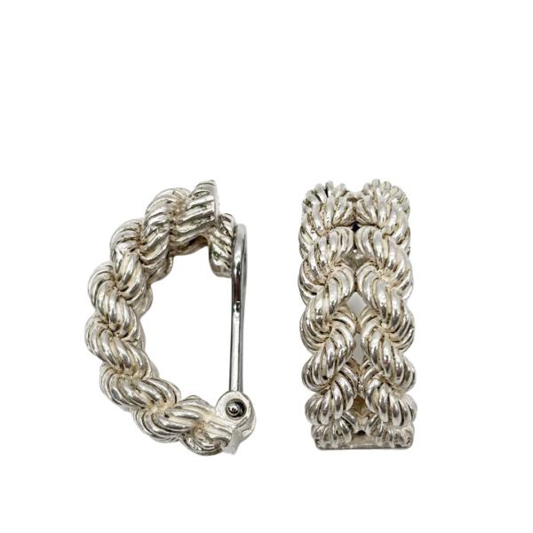 HERMES エルメス ヴィンテージ イヤリング ロープツイスト シルバー カニ刻印 17.3g