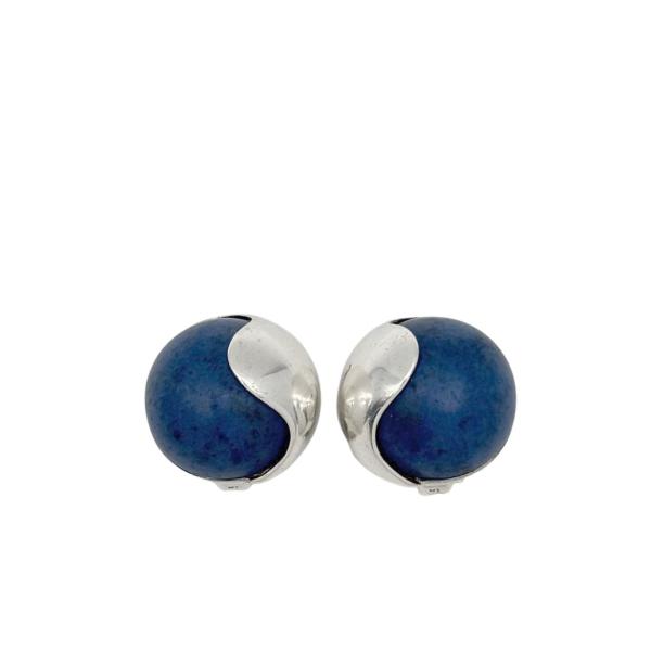 HERMES エルメス ヴィンテージイヤリング ミネルヴァ刻印 ブルーストーン シルバー