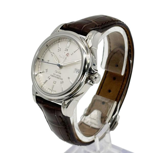 OMEGA オメガ メンズ腕時計 デ・ヴィル コーアクシャル GMT 自動巻き SS/レザー シルバ...