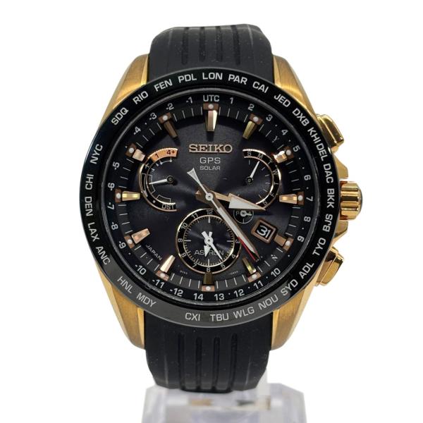 SEIKO セイコー アストロン GPSソーラーウォッチ SBXB055 ゴールド/ブラック ラバー...
