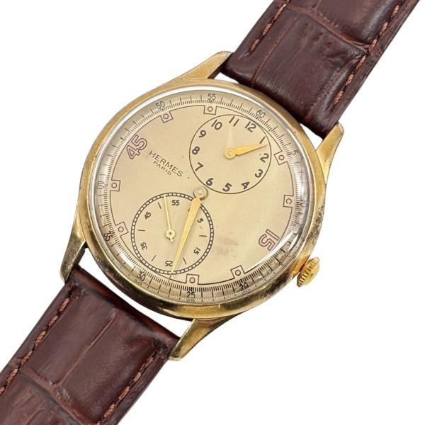HERMES エルメス レギュレーターウォッチ メンズ腕時計 手巻式 ブラウン アンティーク ※動品