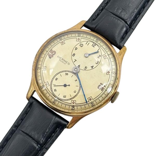HERMES エルメス レギュレーターウォッチ メンズ腕時計 手巻式 ブラック アンティーク ※動品