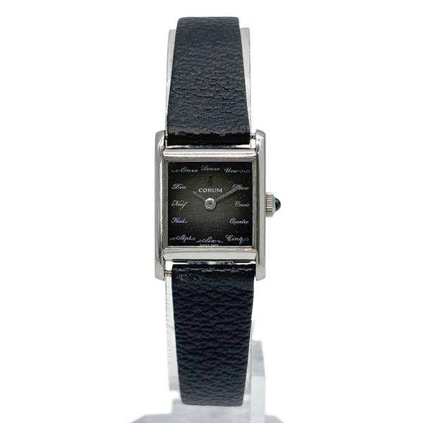 CORUM コルム タンク  スクエア レディース腕時計 フランス語文字盤 手巻 SS/革 シルバー...