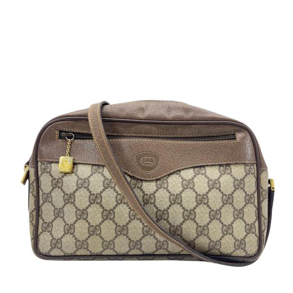GUCCI グッチ オールドグッチ 斜め掛けショルダーバッグ PVC/レザー ブラウン ベージュ系