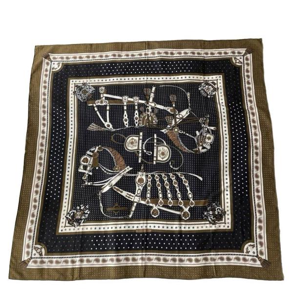 HERMES エルメス ショール カレジェアン140 カシシル 『宮廷の馬具』 バンダナ カシミヤ ...