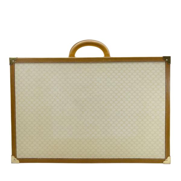 CELINE セリーヌ ヴィンテージトランク トラベルバッグ マカダム柄 PVC/レザー ベージュ/...