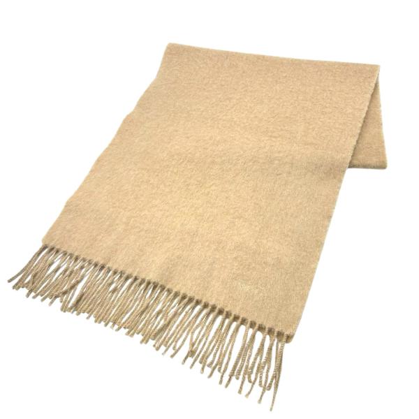 HERMES エルメス ヴィンテージマフラー ロゴ刺繍 カシミヤ100% ベージュ系 スコットランド...