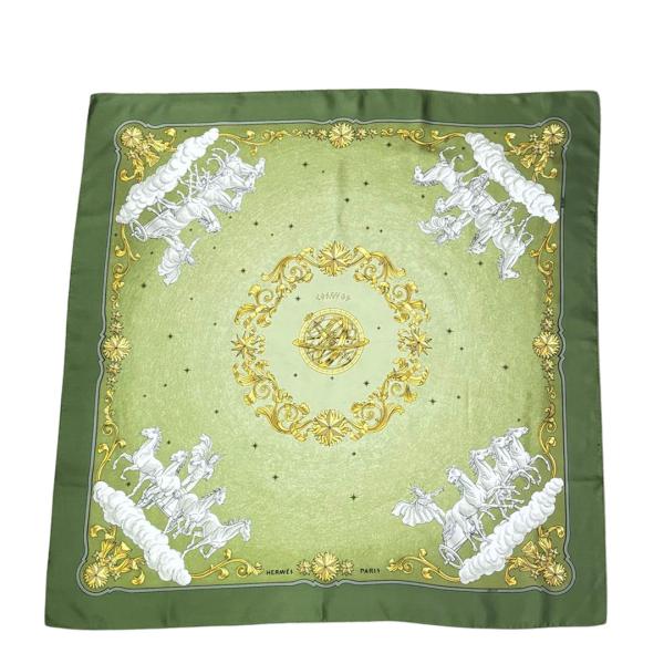 HERMES エルメス スカーフ カレ90 『COSMOS(宇宙観)』 シルク グリーン系