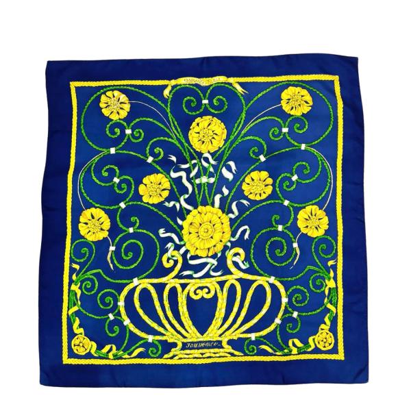 HERMES エルメス ヴィンテージスカーフ カレ90 『JOUVENCE(青春)』 シルク ネイビ...