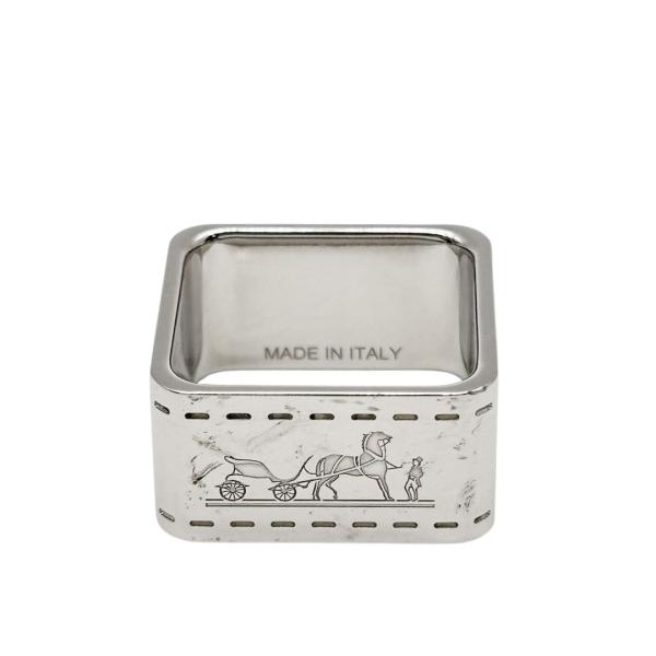 HERMES エルメス スカーフリング 90 ボルデュック スクエア シルバー