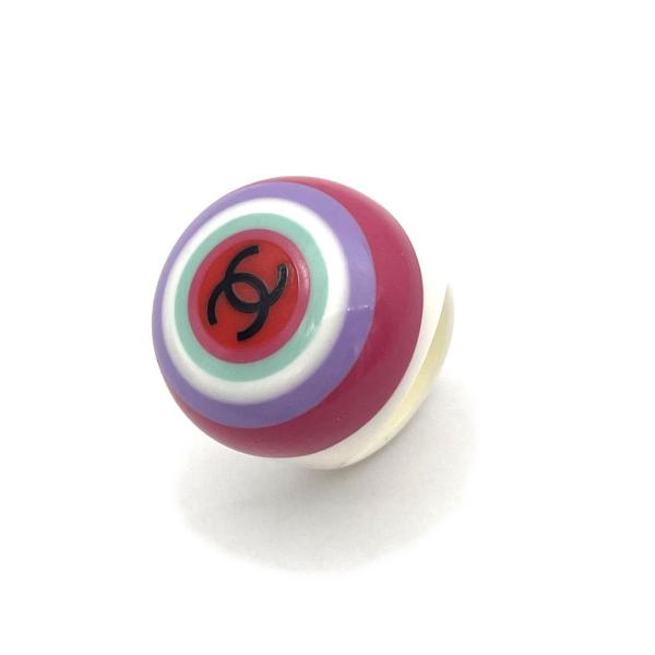CHANEL プラスチックリング 指輪 ホワイト パープル ピンク グリーン 約12.5号 シャネル...