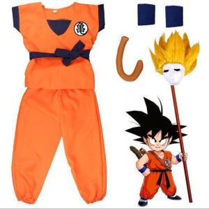 ドラゴンボール 大人用 子供用 なりきり 孫悟空 風 コスチューム ウィッグ 付き 豪華７点セット キッズ コスプレ衣装 コスプレ110-185cm
