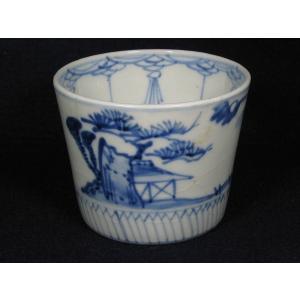 美品　古伊万里　色絵素地　窓枠　花頭窓　時代物　染付　蕎麦猪口　蛇目高台 41fd5f5a86d39d398c909509d8ac33