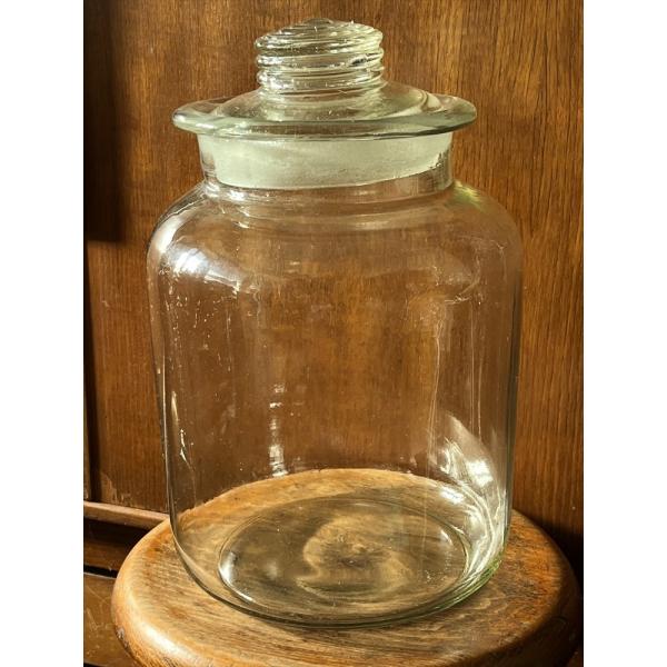 ヴィンテージ 昭和レトロ ガラスジャー 保存瓶 キャンディーポット プレスガラス 型押ガラス