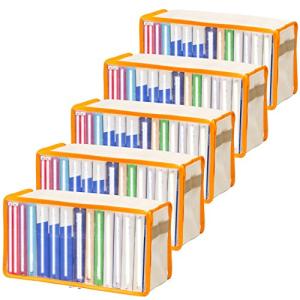 アストロ 文庫本収納ケース オレンジ 5個組 不織布 文庫本サイズ 小説 収納袋 折りたたみ まとめて収納 609-01
