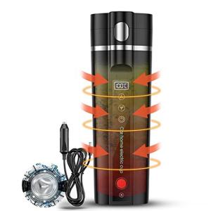 車載電気ケトル 25℃?100℃ 450ml DC12V小型車/24Vトラック専用 沸騰 断熱 LCD液晶表示部 304ステンレス鋼 シガー