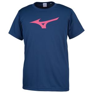 MIZUNO ミズノ Ｔシャツ ビッグＲＢロゴ ドレスネイビー×マゼンタ テニス 32JA815514｜sky-spo