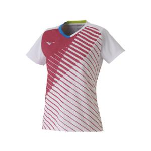 MIZUNO ミズノ ゲームシャツ（ウィメンズ） ホワイト×ピンク テニス ウェアー