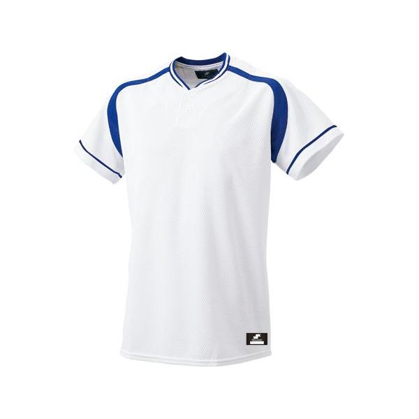 SSK エスエスケイ 2ボタンプレゲームシャツ ホワイト×Dブルー BW2200-1063