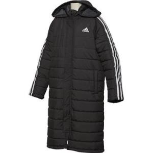 あすつく adidas アディダス ジュニア 83 B ESS ボアコートパデッドコート ロング中綿コート ベンチコート 防寒 FAP15-DH4028 ブラック×ホワイト｜sky-spo