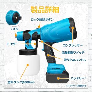 互換品 スプレーガン マキタ コードレス 塗装...の詳細画像4