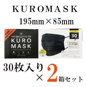 マスク 黒マスク 不織布 大きめ 30枚入 使い捨て PFE99％カットフィルター ワイドサイズ 195ｍｍ×85ｍｍ 2個セット｜sky0815shop