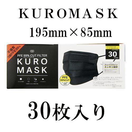 マスク 黒マスク 不織布 大きめ 30枚入 使い捨て PFE99％カットフィルター ワイドサイズ 1...