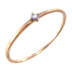 指輪 アメジスト 細身 指輪 1粒 石 k10ピンクゴールド 2月の誕生石 幅約1mmリング 極細｜skybell-shop